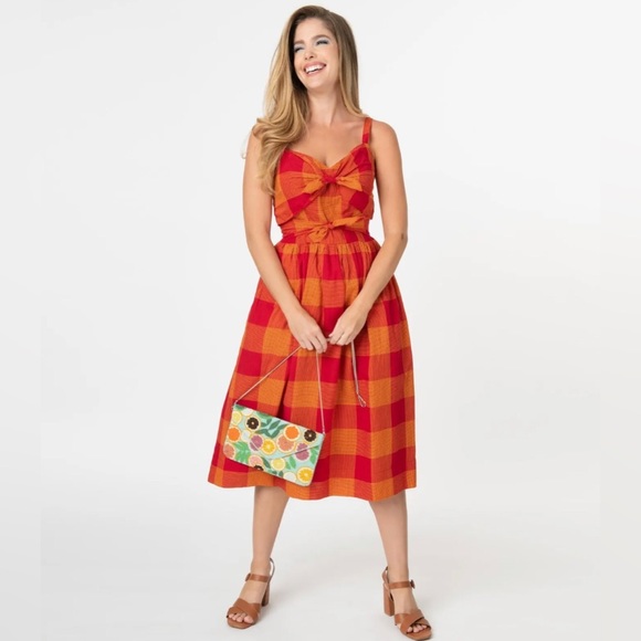 NWT Emily and Fin US Size 8 Salma Dress in Heatwave Check - Picture 6 of 12